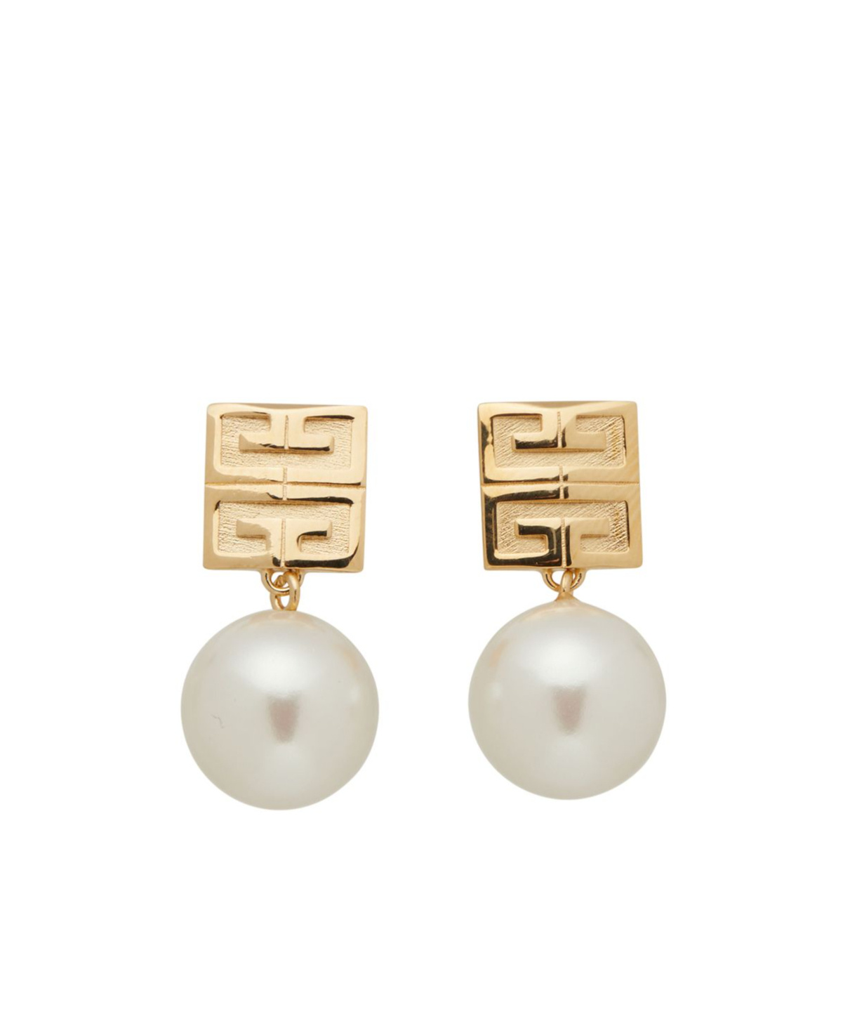 Givenchy White And Golden Brass 4g Earrings In White/gold