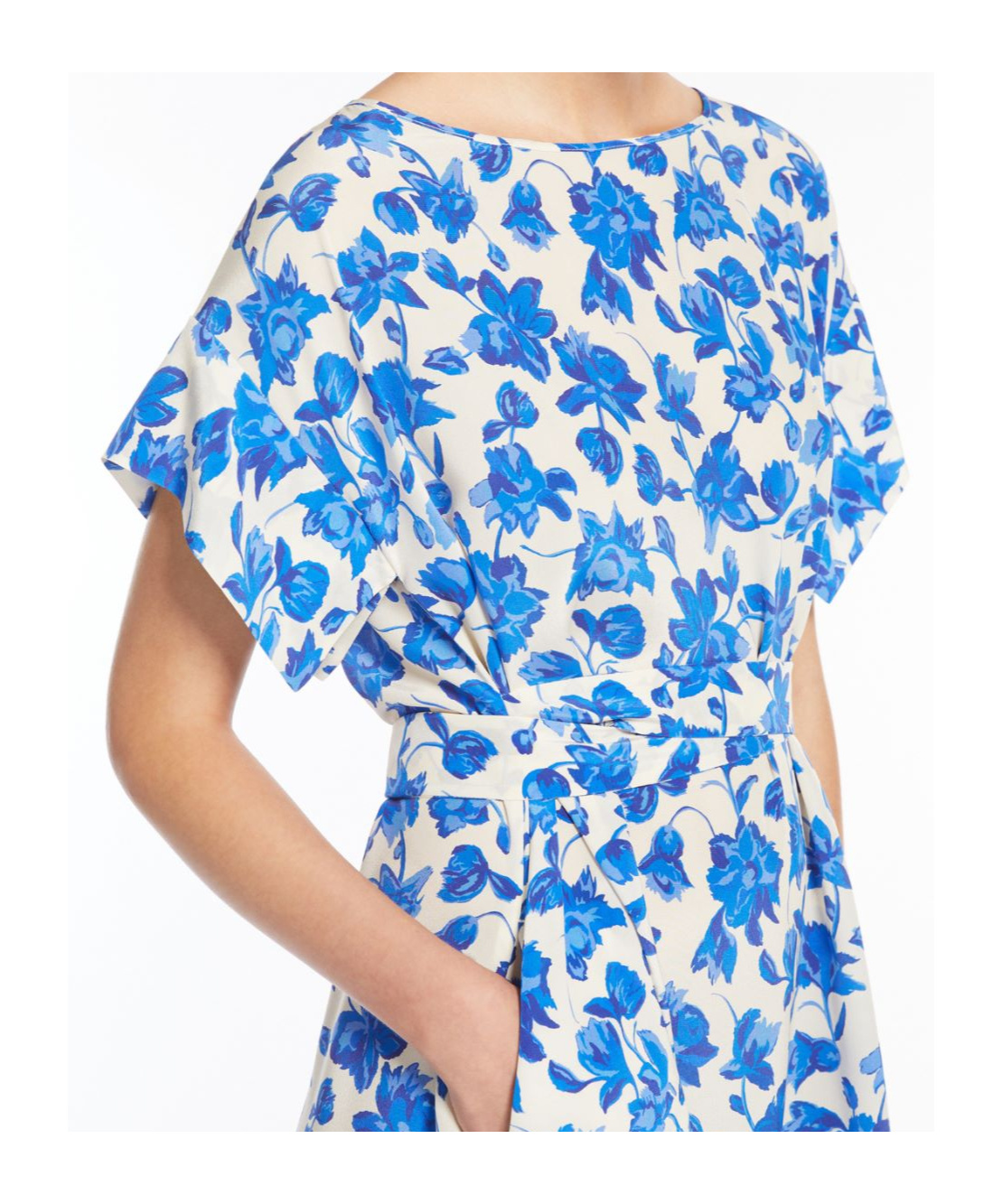 Weekend Max Mara Round-collar Short-sleeve Dress In Blue