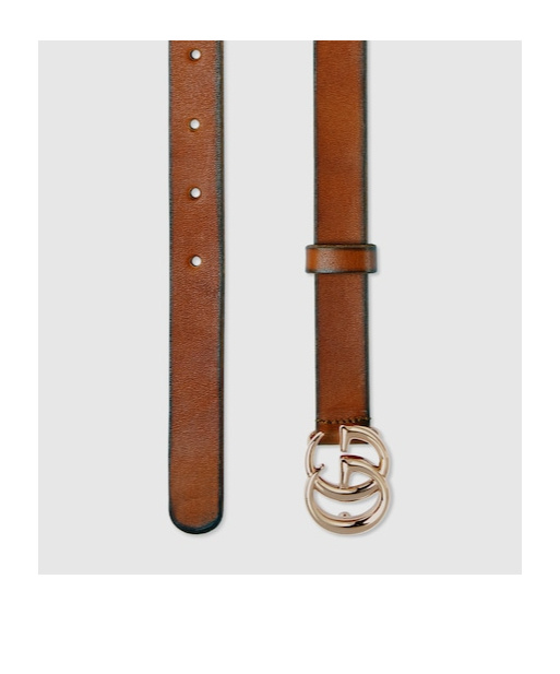 Gucci Leather Belt With Double G Buckle In Brown