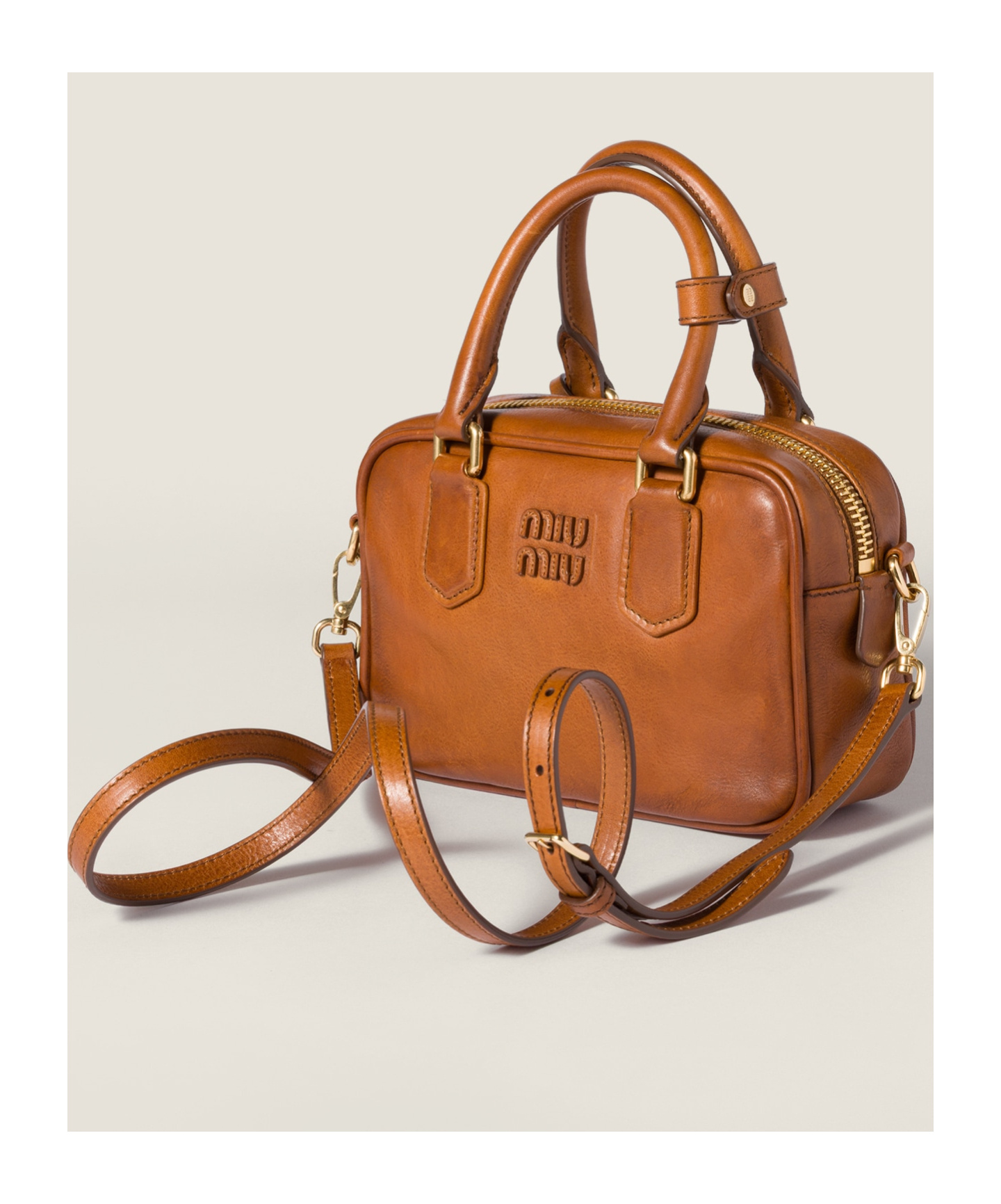 Miu Miu Arcadie Leather Bag In Brown