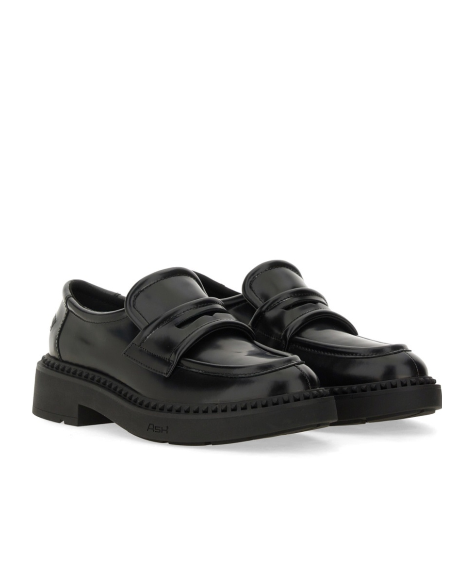 Ash Miracle Leather Studded-trim Loafers In Black