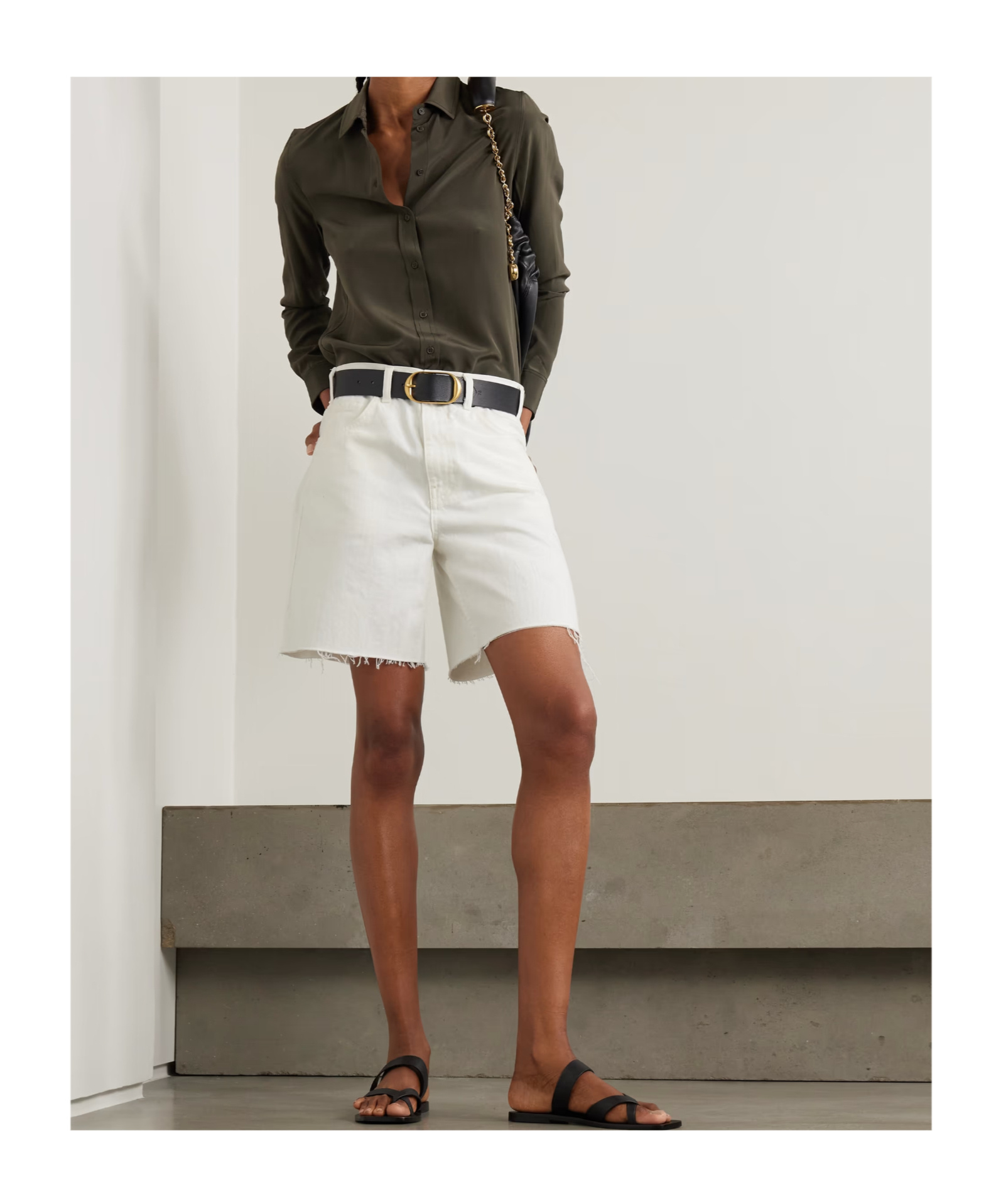 Nili Lotan Russel Raw Edge Denim Shorts In White