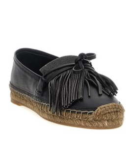 Brunello Cucinelli Black Fringed Espadrilles In Black