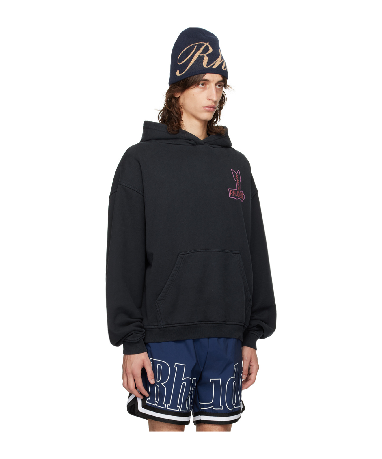 Rhude Logo Hooded Sweater In Black