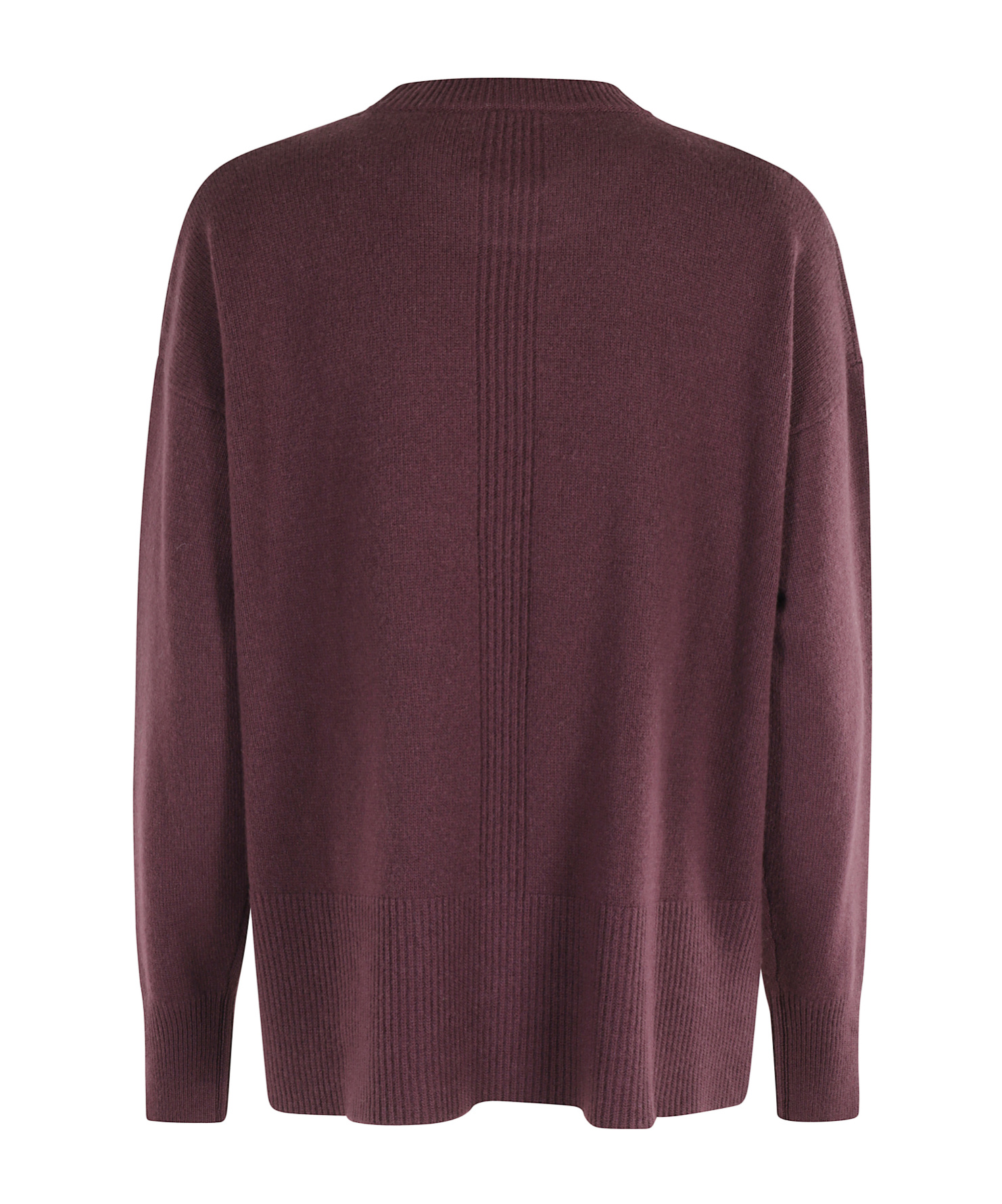 Roberto Collina Bordeaux Crew Neck Sweater With Side Slits In Burgundy