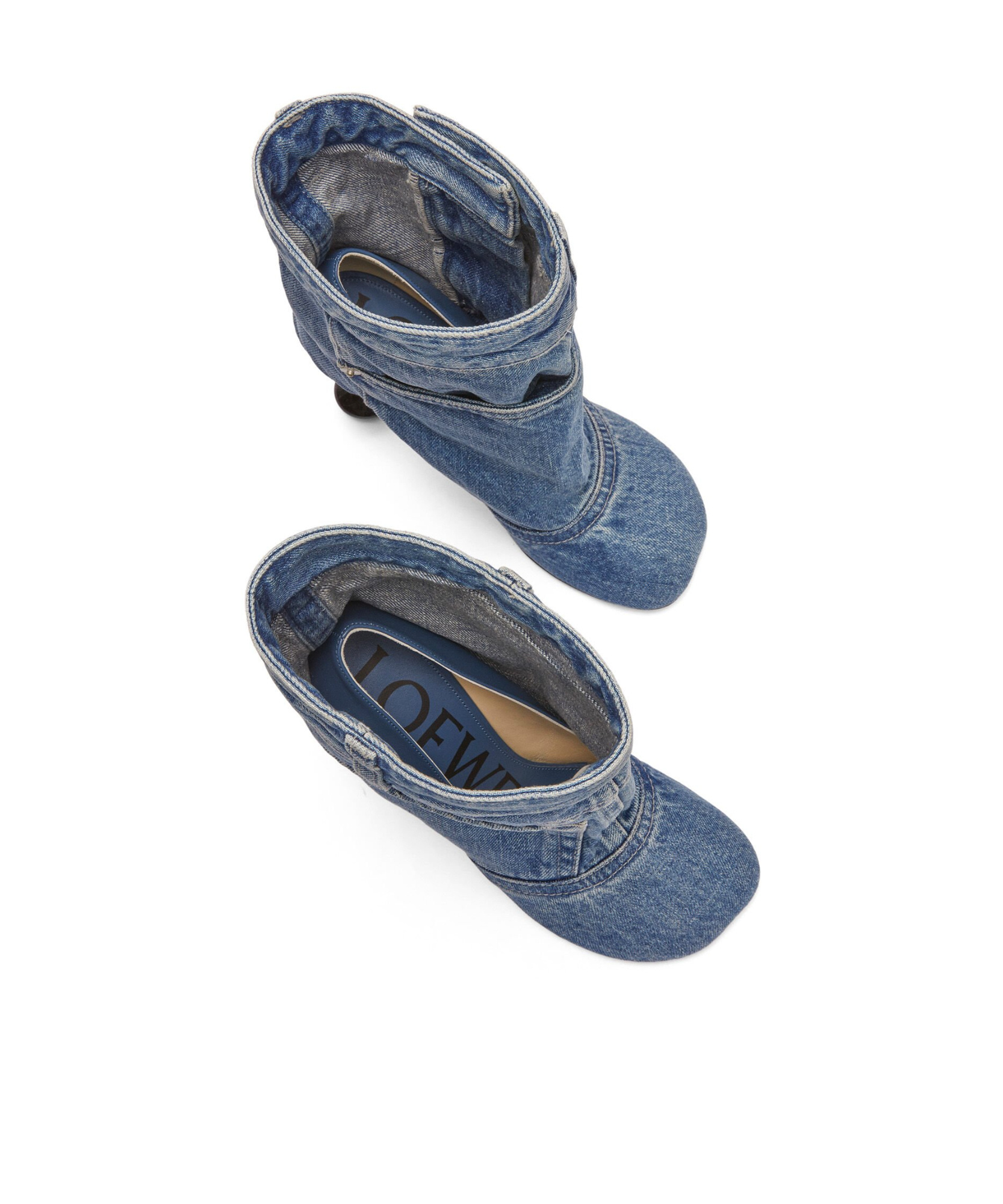 Loewe Toy Panta 90 Denim Ankle Boots In Blue