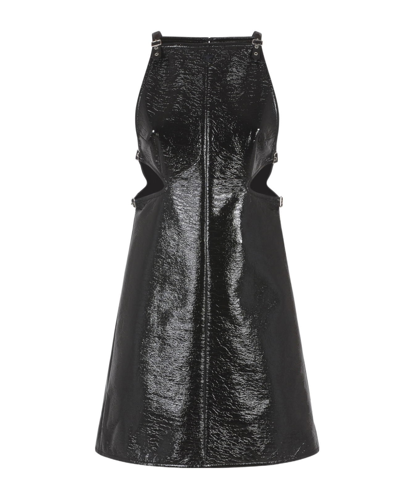 Courrèges Slash Buckle Sleeveless Minidress In Black