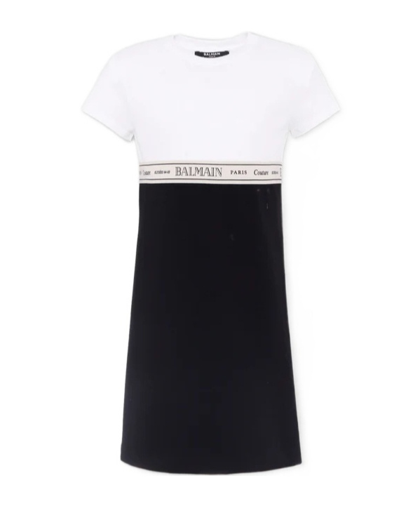 Balmain Logo-tape Colour-block Dress
