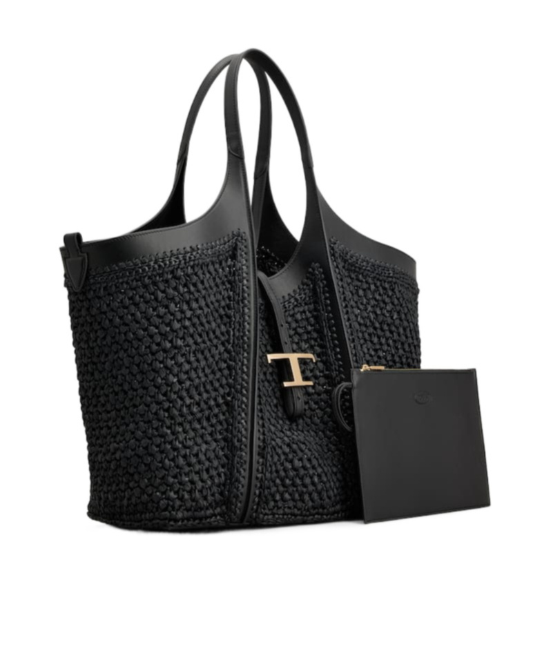 Tod's Medium Rafite Leather Shopping Bag In Black