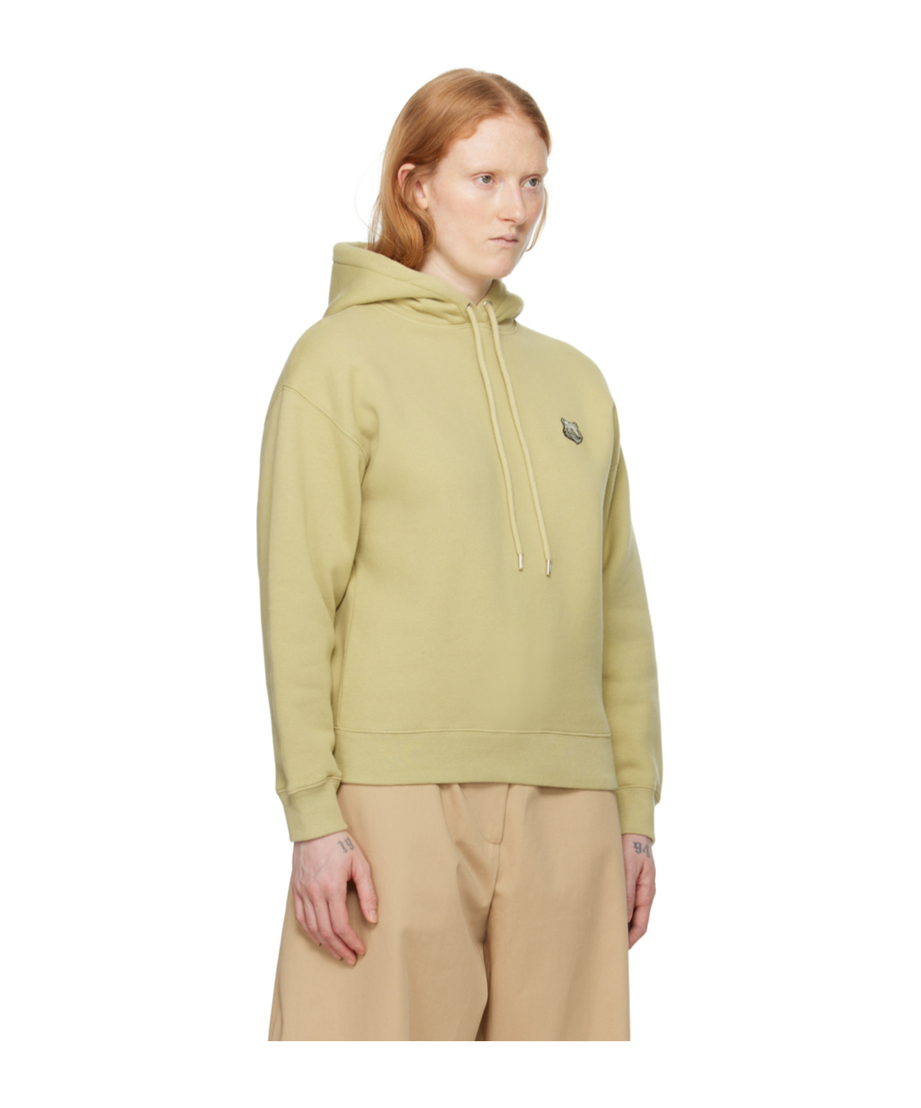 Maison Kitsuné Rib-cuff Hooded Hooded Hoodie In Green