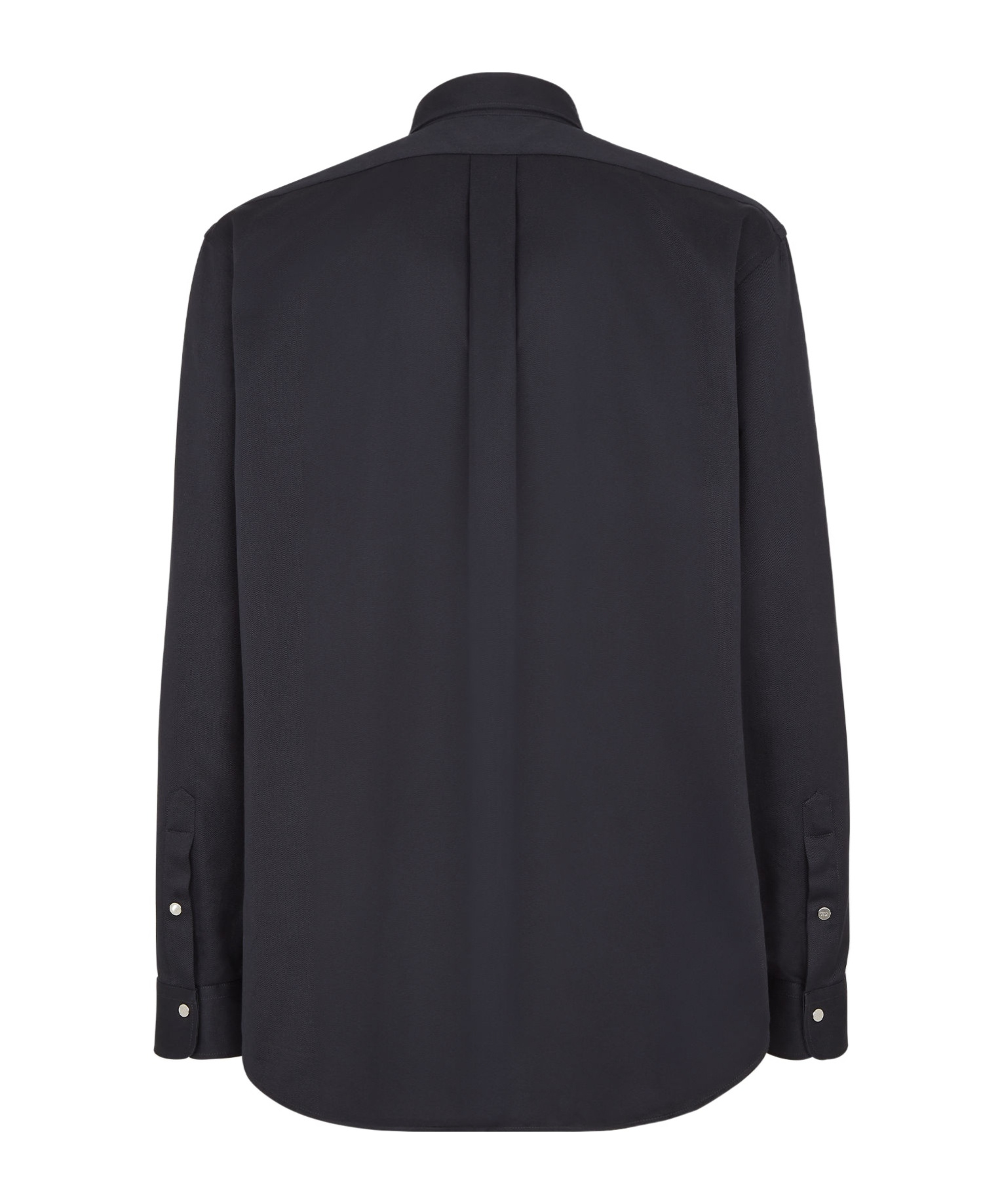 Fendi Button Collar Long-sleeved Denim Shirt In Black