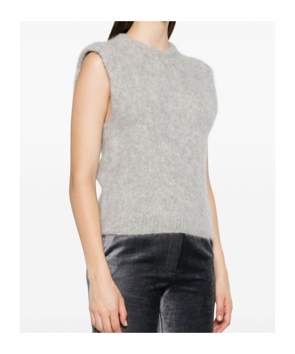Forte Forte Cropped Sleeveless Top Ribbed Hem In White