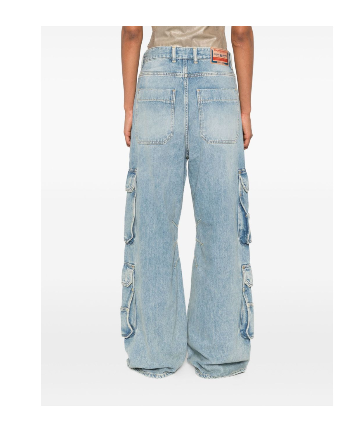 Diesel Utility Cargo Jeans Multiple Pockets In Blue