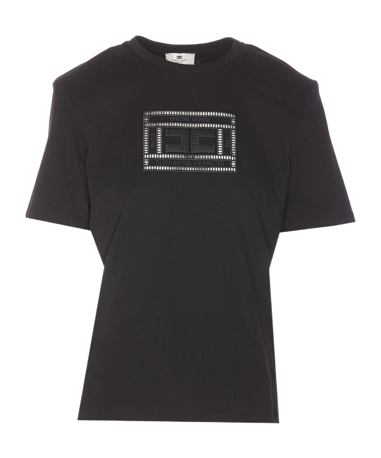 Elisabetta Franchi Crewneck Short Sleeves Straight Hem T-shirt In Black