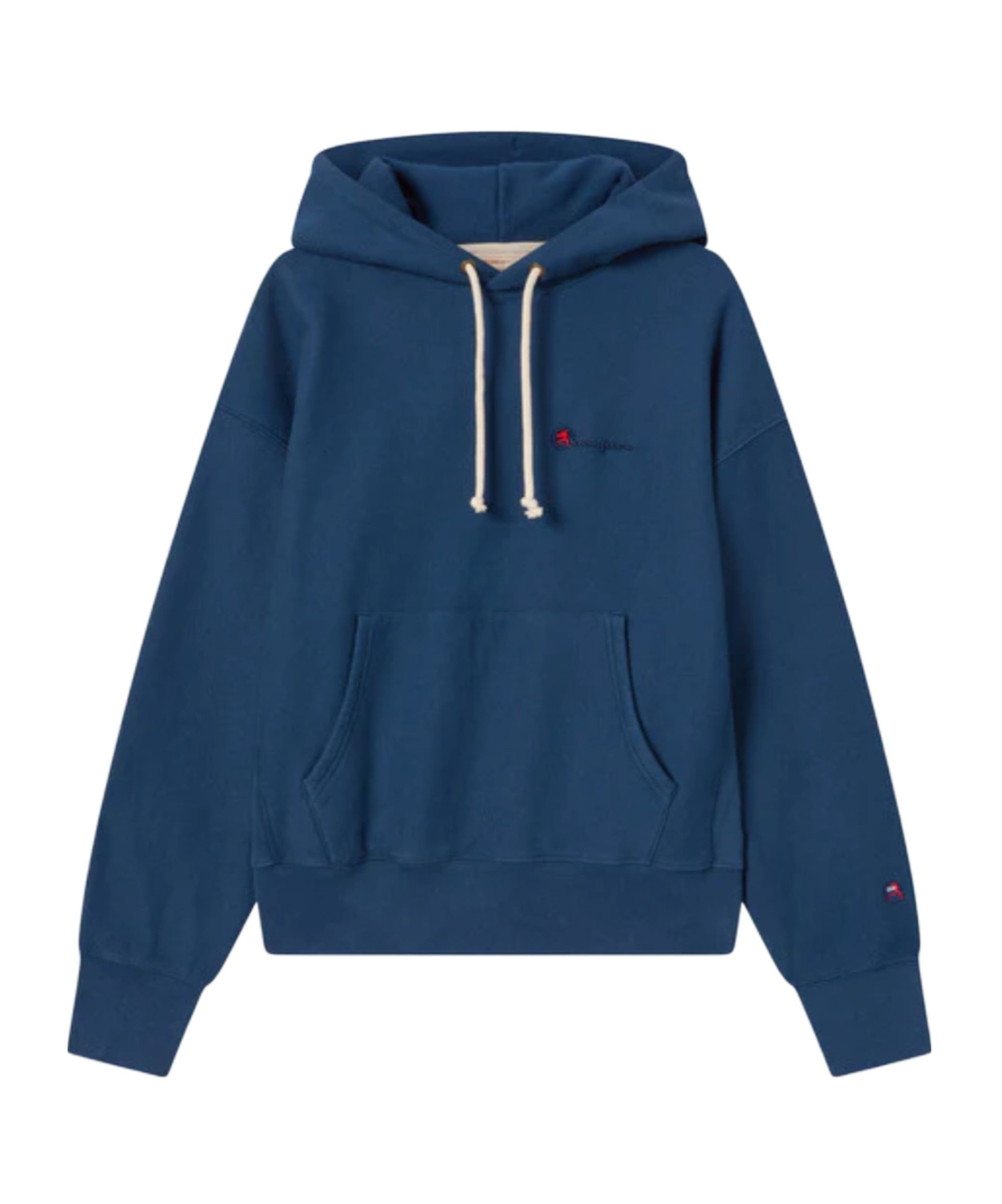 Champion Hooded Cotton Sweatshirt Featuring Kangaroo Pocket In Blue
