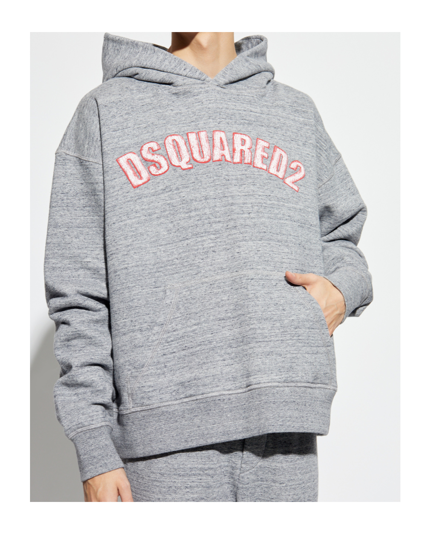 Shop Dsquared2 Long-sleeved Hooded Hoodie In Gray