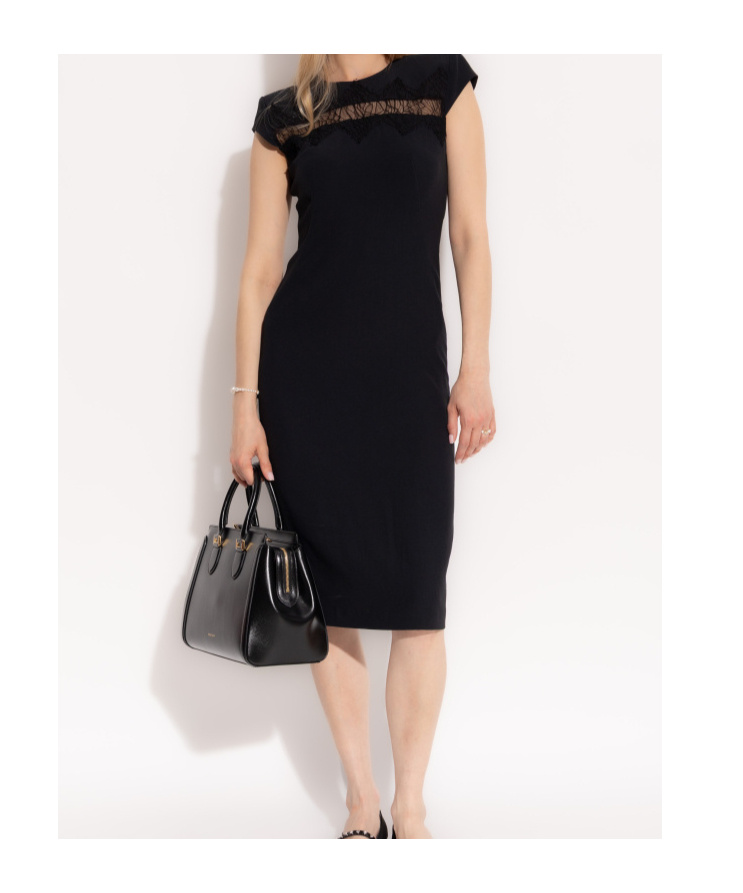 Alexander Mcqueen Cap-sleeve Lace-embroidered Midi Dress In Black