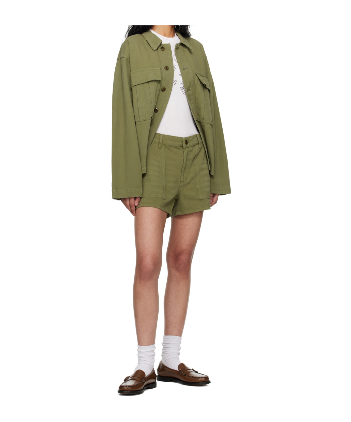 Re/done Khaki Field Jacket In Green