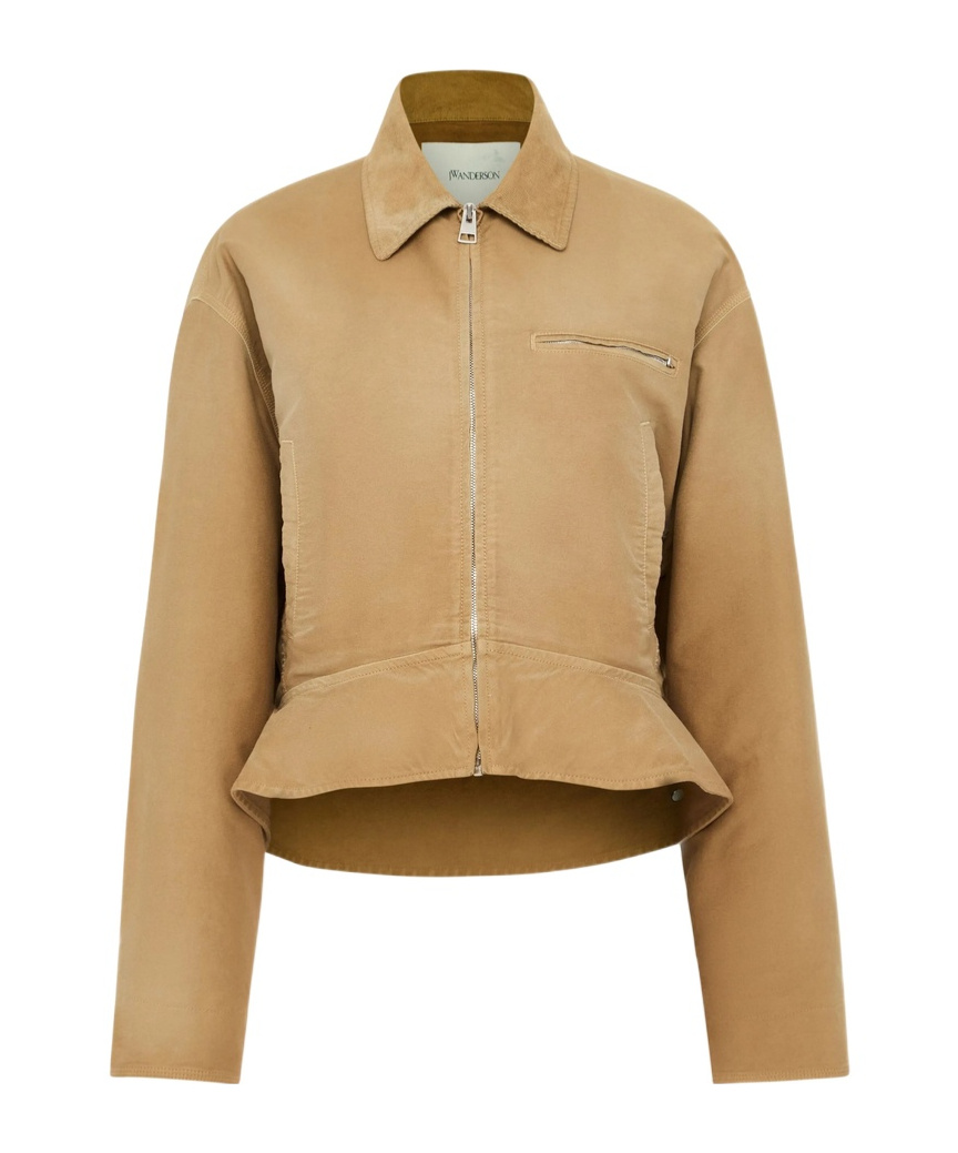 Jw Anderson Beige Curved Hem Workwear Jacket In Sand Beige