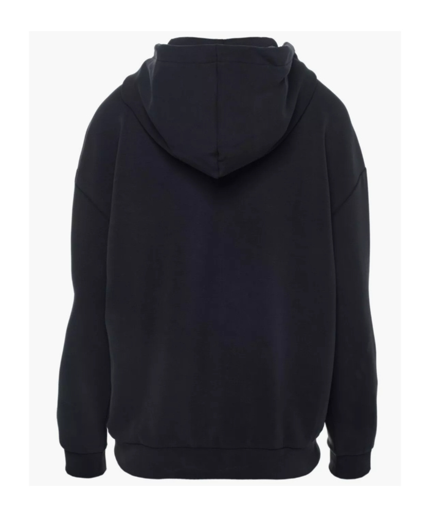 Ea7 Logo Hooded Zipper Sweatshirt In Black