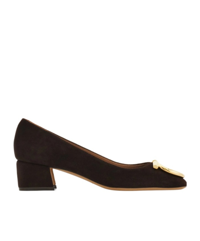 Ferragamo Mara Suede Gancini Block-heel Pumps In Green
