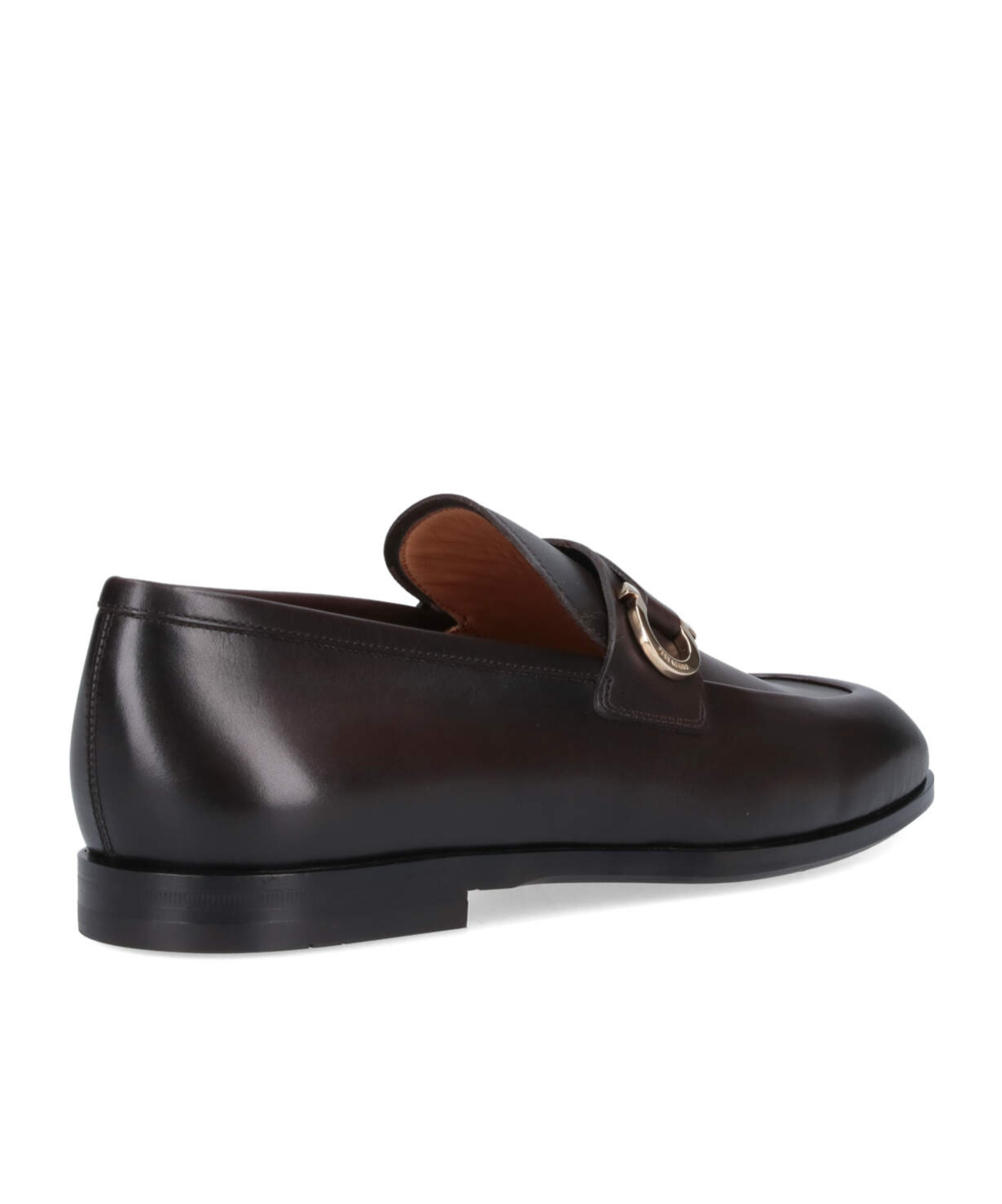 Ferragamo Gancini Loafers In Brown Leather Square Toe In Black