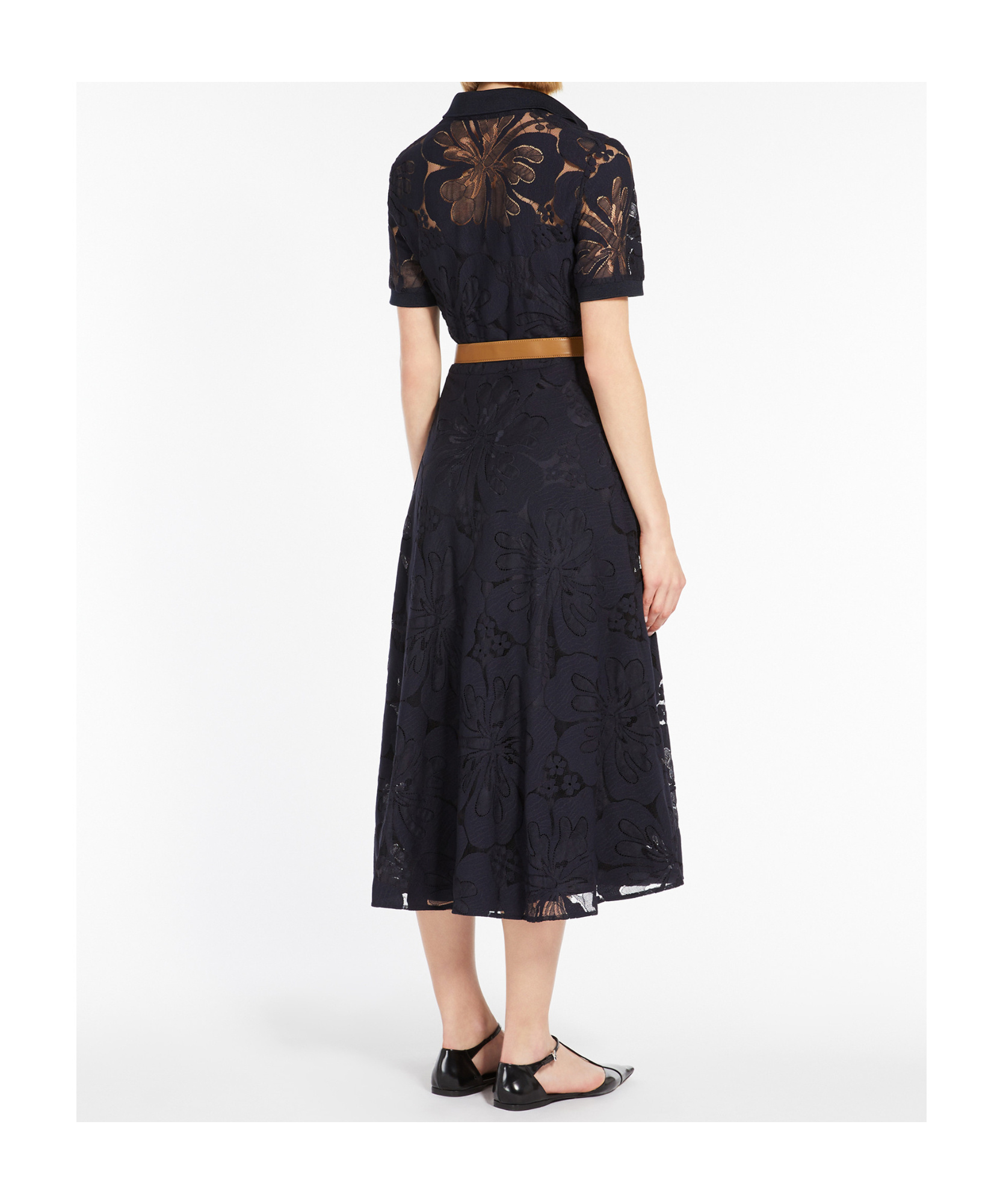 Max Mara Lace Polo Dress In Black