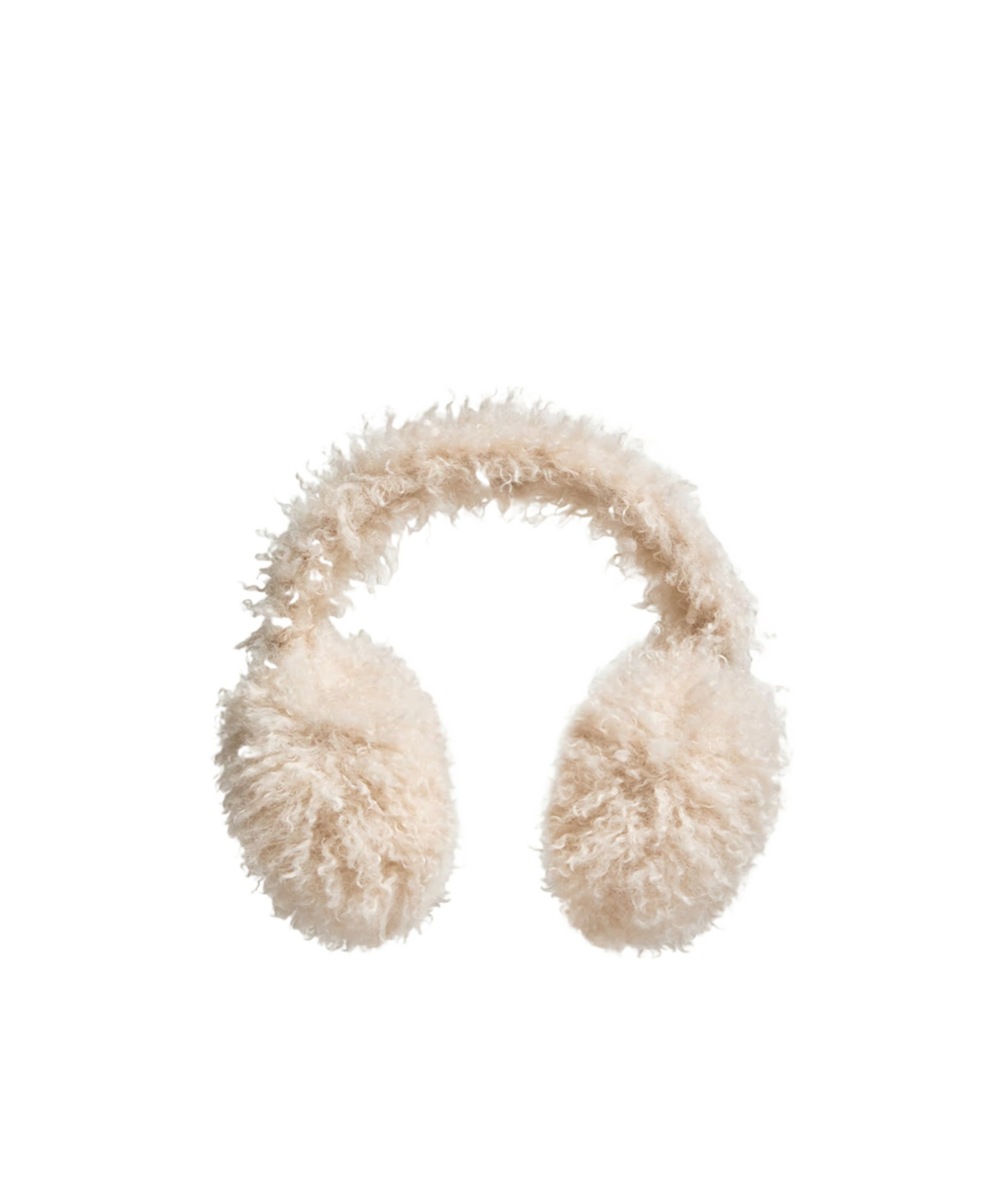 Moncler Teddy Fleece Padded Earmuffs With Adjustable Band In Sand
