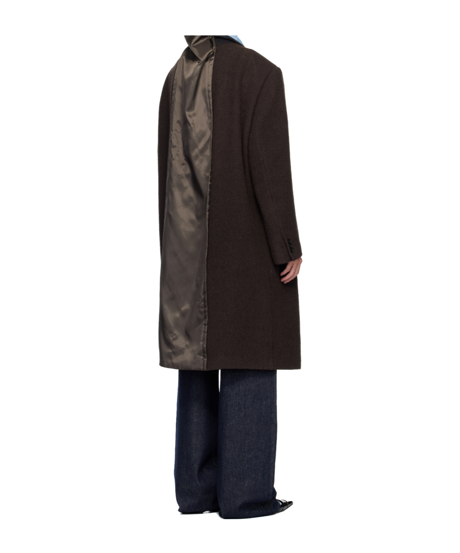 Mm6 Maison Margiela Drop-shoulder Wool Coat In Black