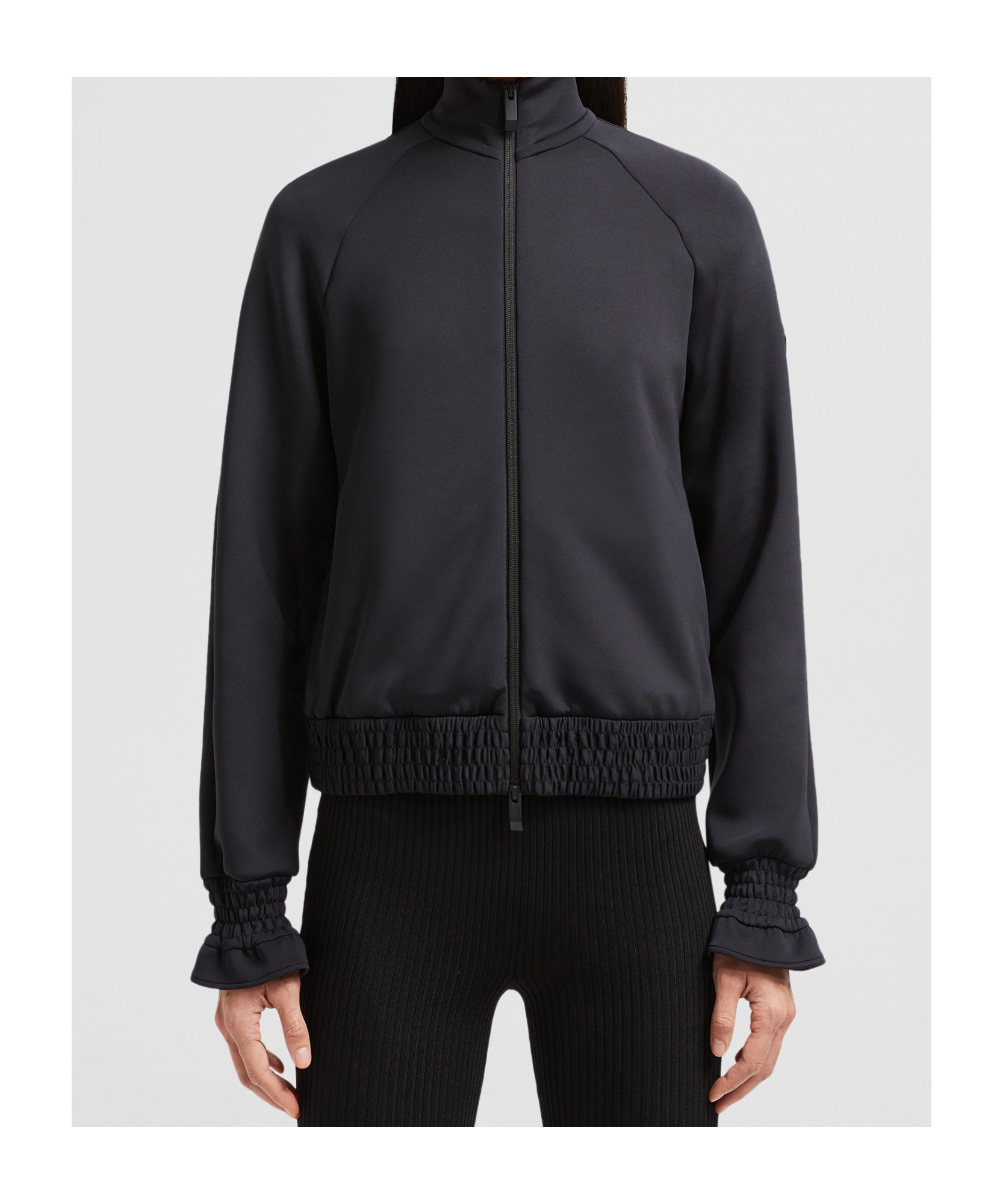 Moncler Black Stretch Polyester Sweatshirt In Black