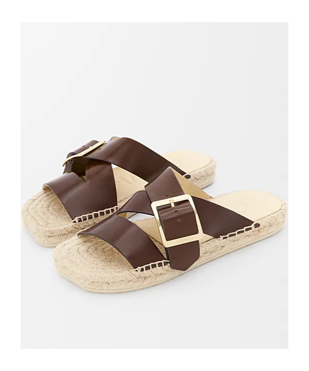 Loewe Petal Leather Crisscross Buckle Espadrille Sandals