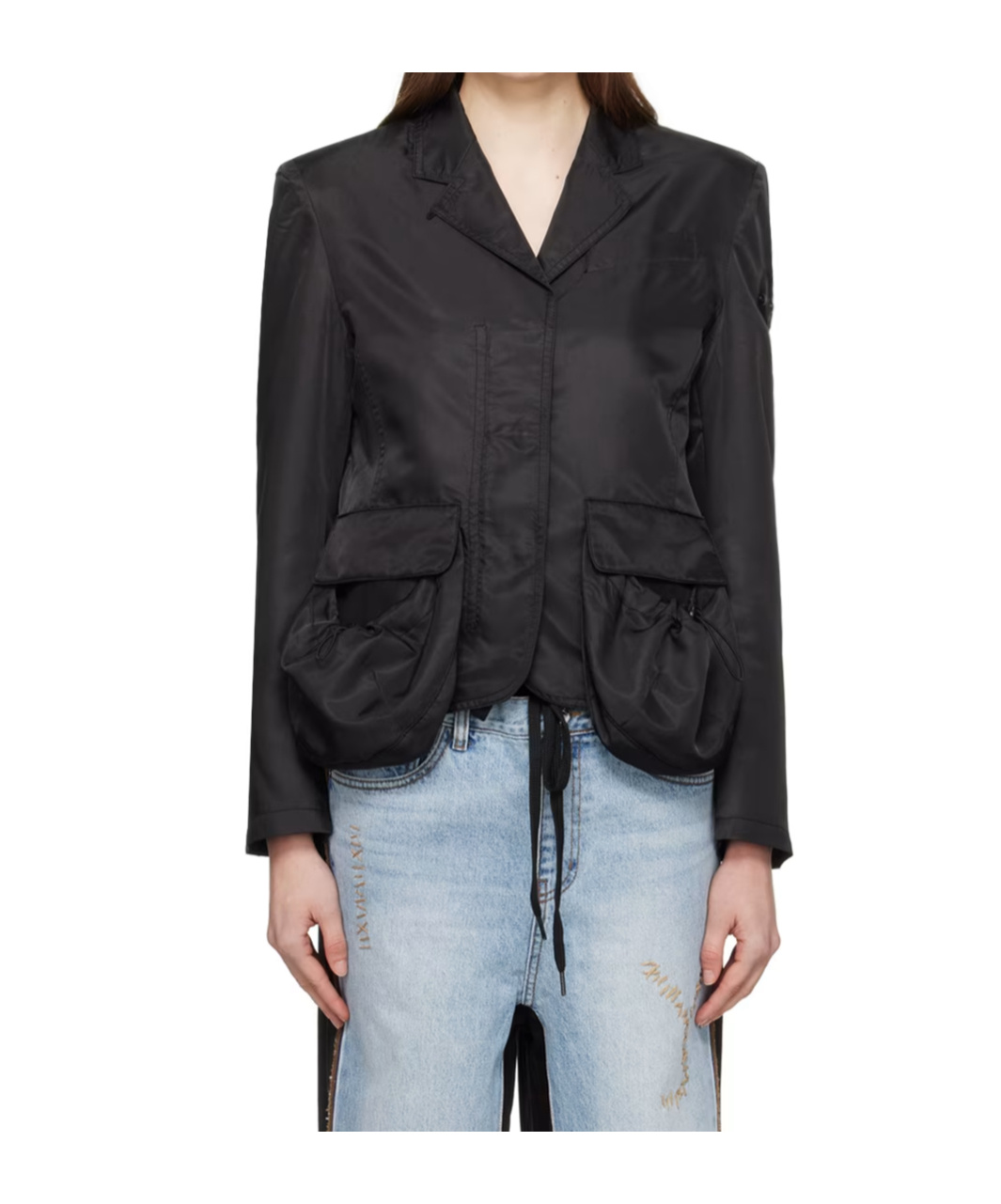 Open Yy Patch Pocket Jacket In Black
