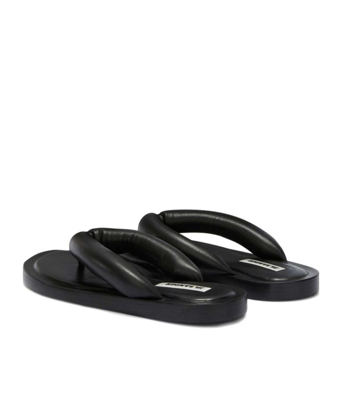 Jil Sander Leather Slides In Black