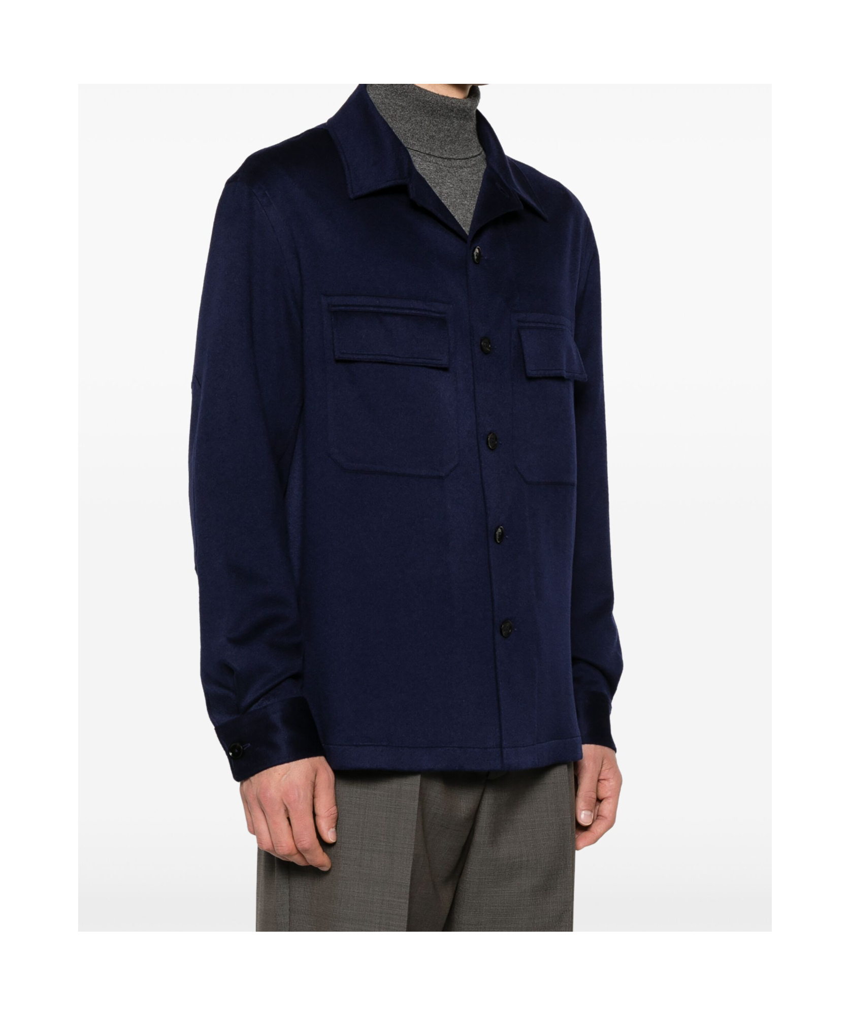 Shop Zegna Long-sleeved Lapel Casual Jacket In Black