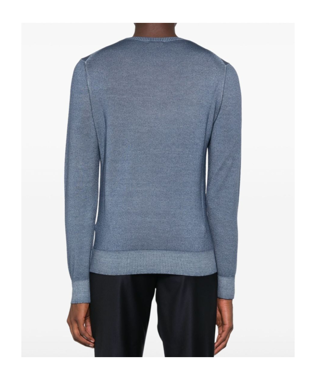 Malo Virgin Wool Crewneck Knitted Sweater In Blue
