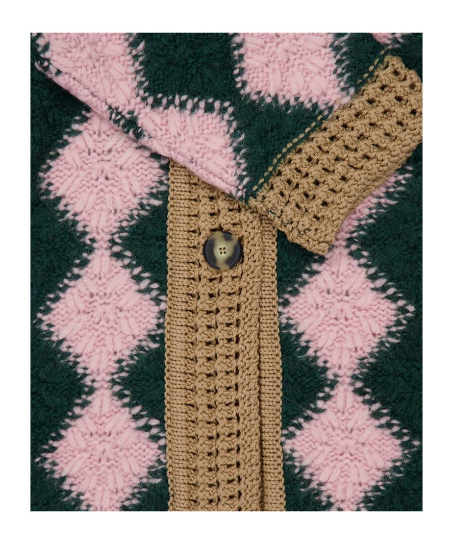 La Doublej Diamond-pattern Cardigan In Multi