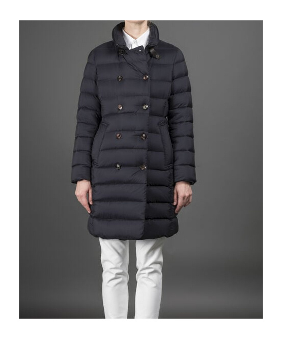 Moorer Double Breasted Long Down Jacket Longan In Black