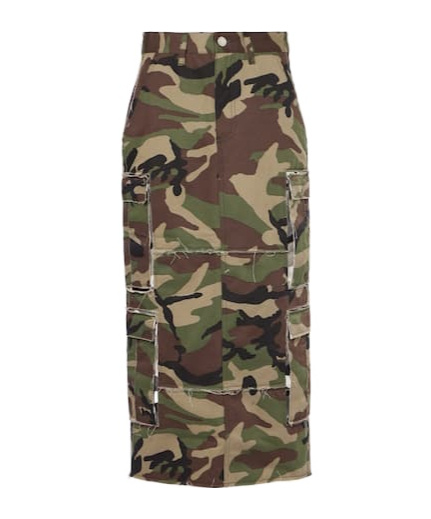 Vetements Camouflage Cotton Cargo Midi Skirt In Green