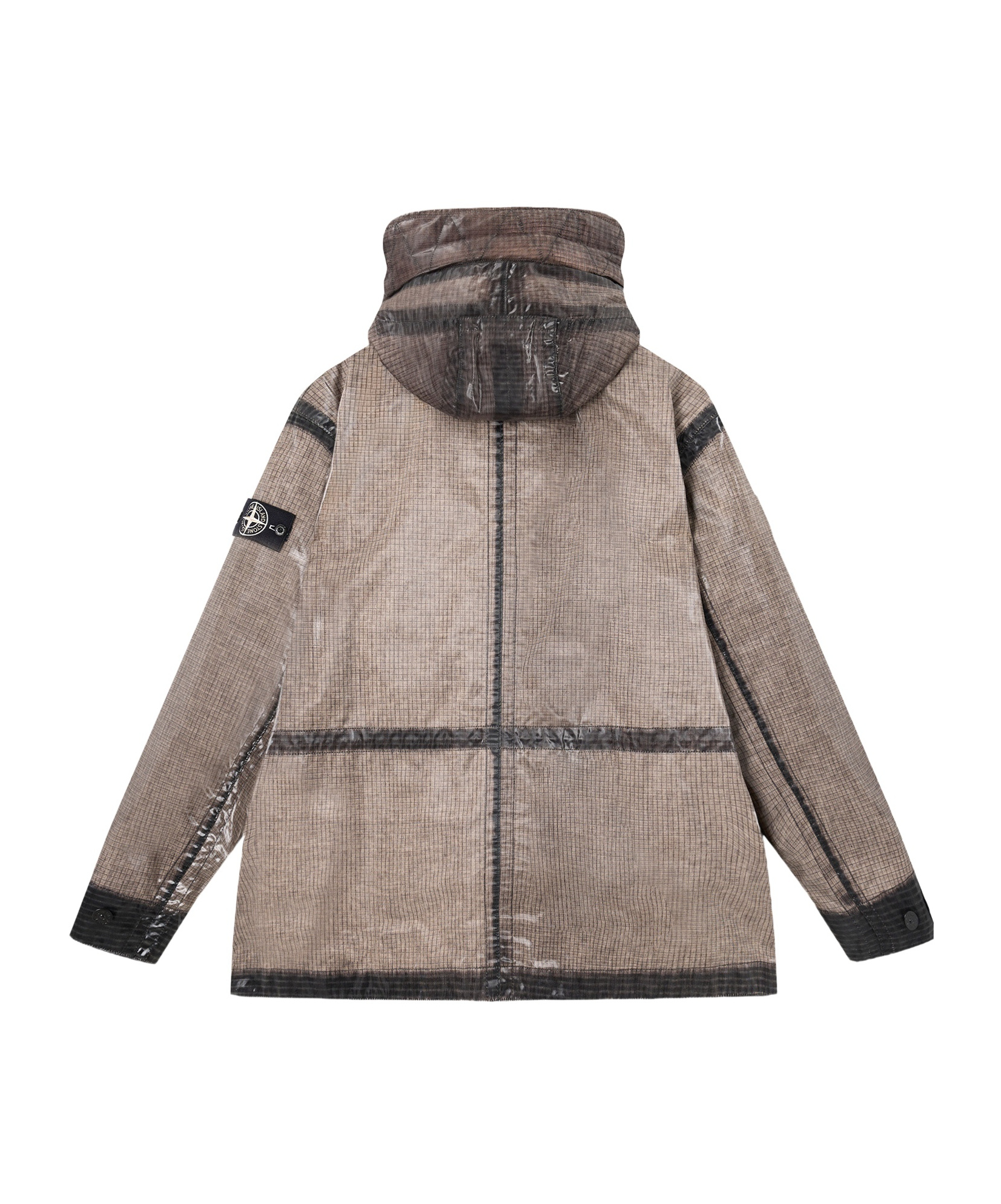 Stone Island Hooded Parka With Prismatic Effect And Padded Lining In Gray