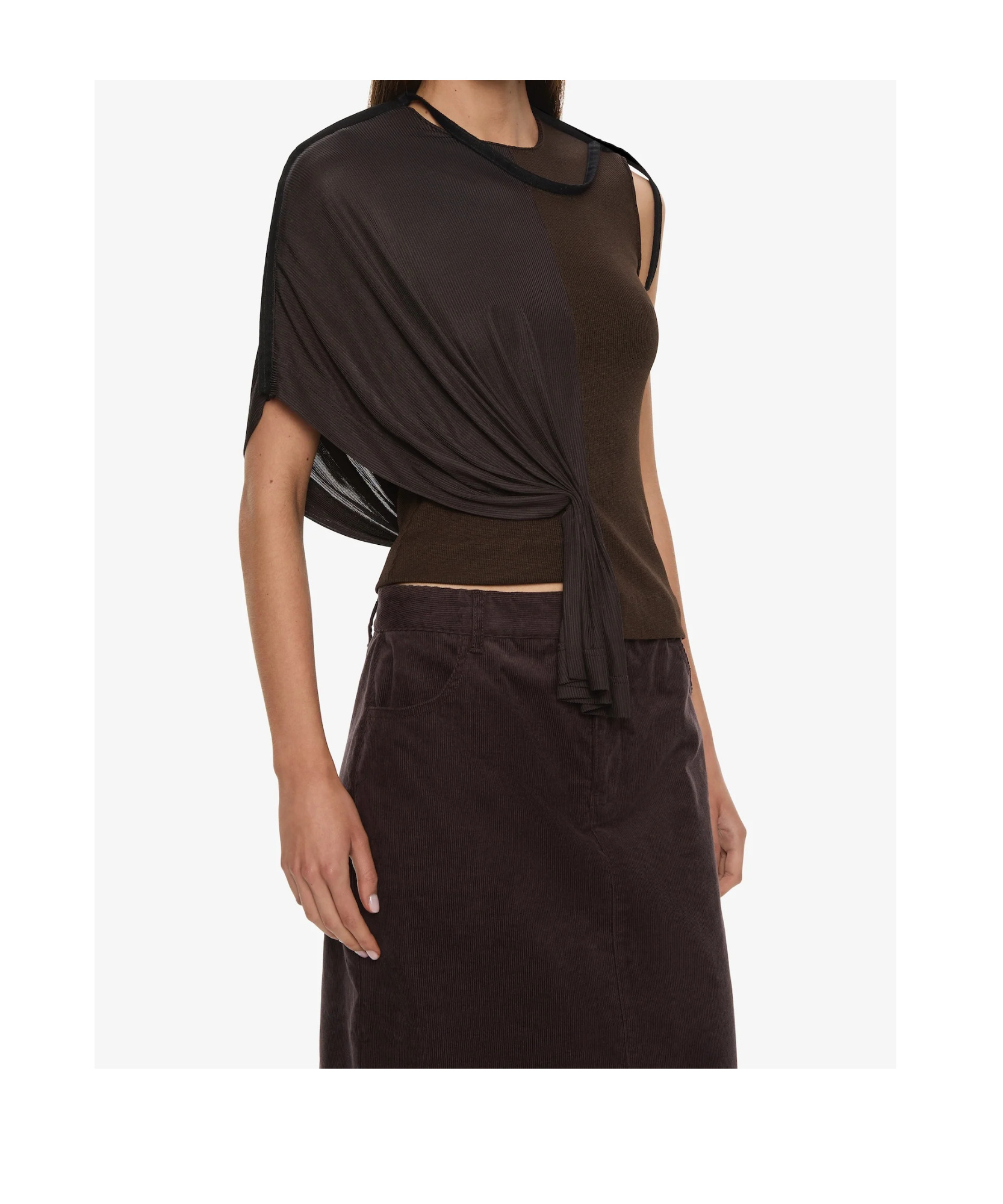 Christopher Esber Collision Draped Top In Brown