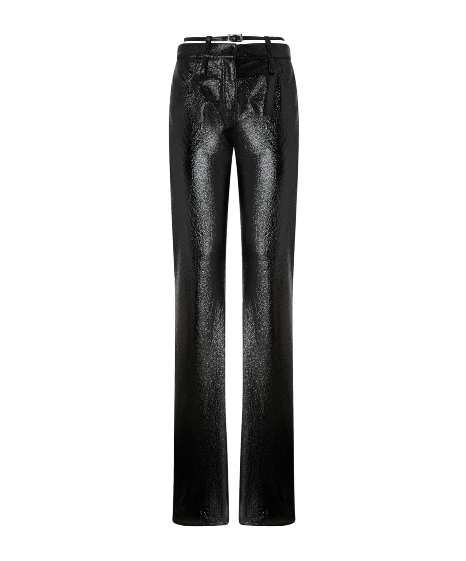 Pinko Rocio Trousers With Shiny Finish And Belt Loops In Black