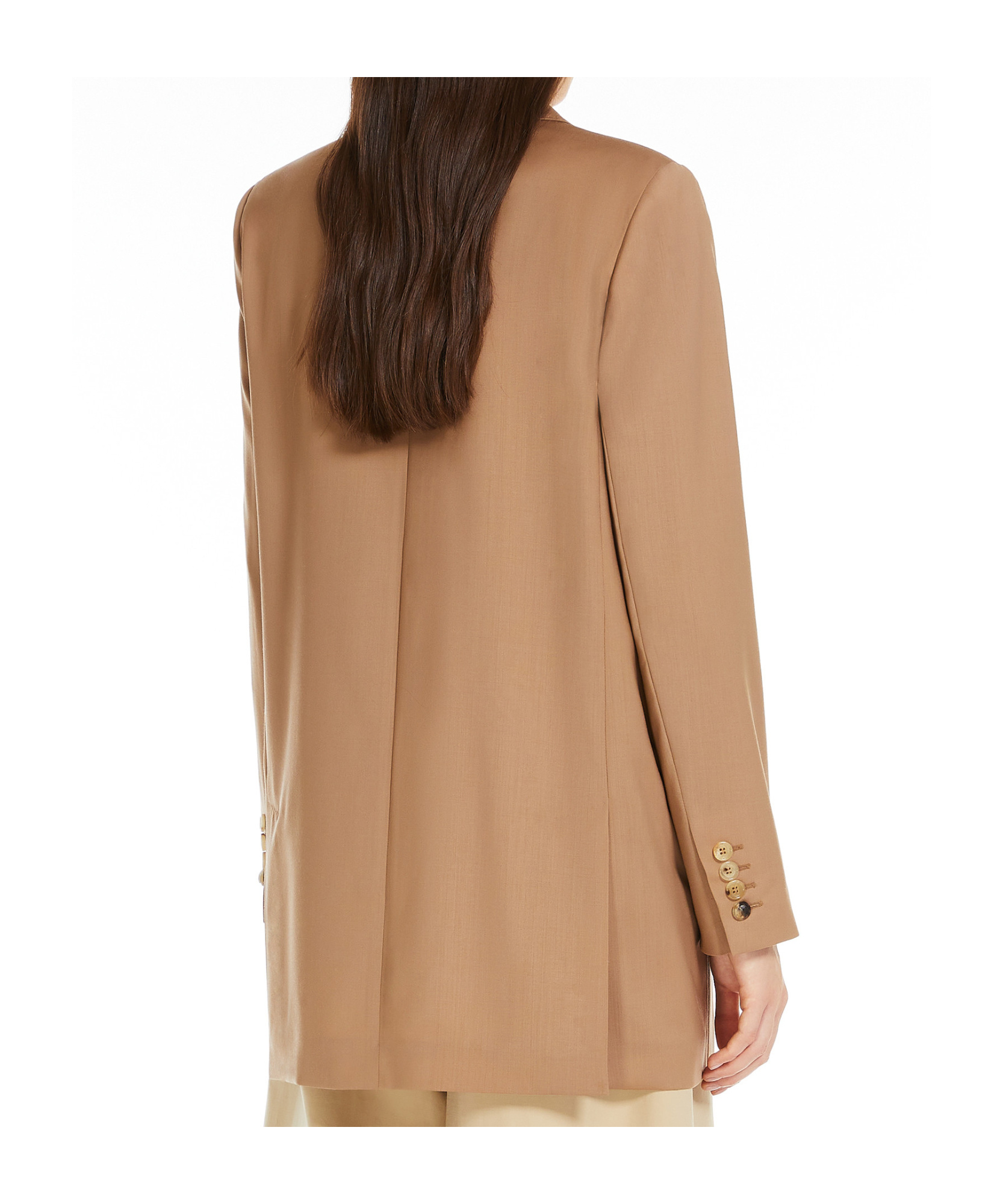Max Mara 'mist' Double-breasted Longline Blazer In Nude