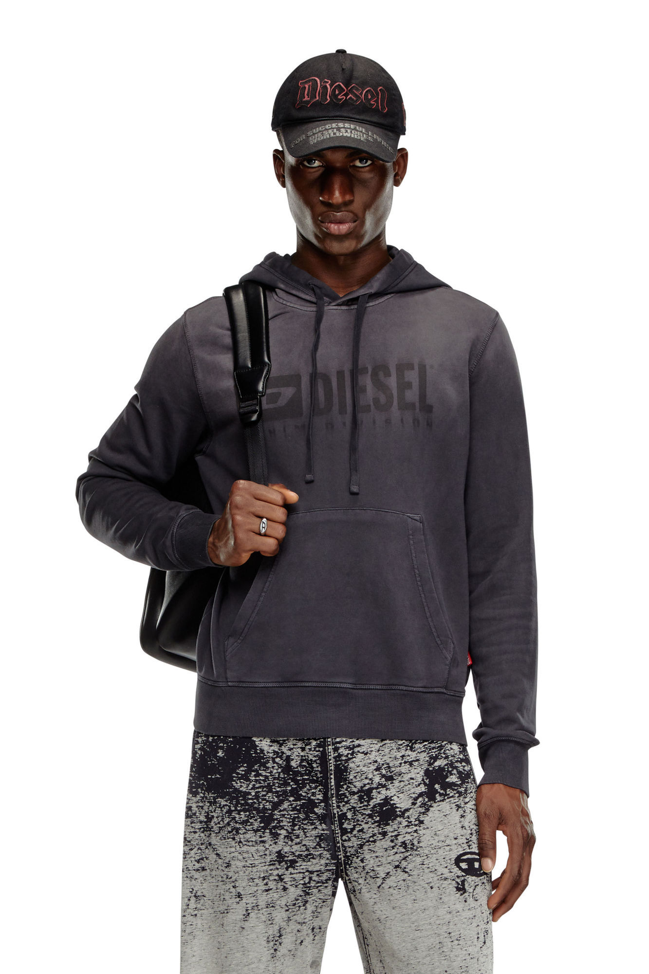 Shop Diesel Logo-print Organic Cotton Hoodie In Black