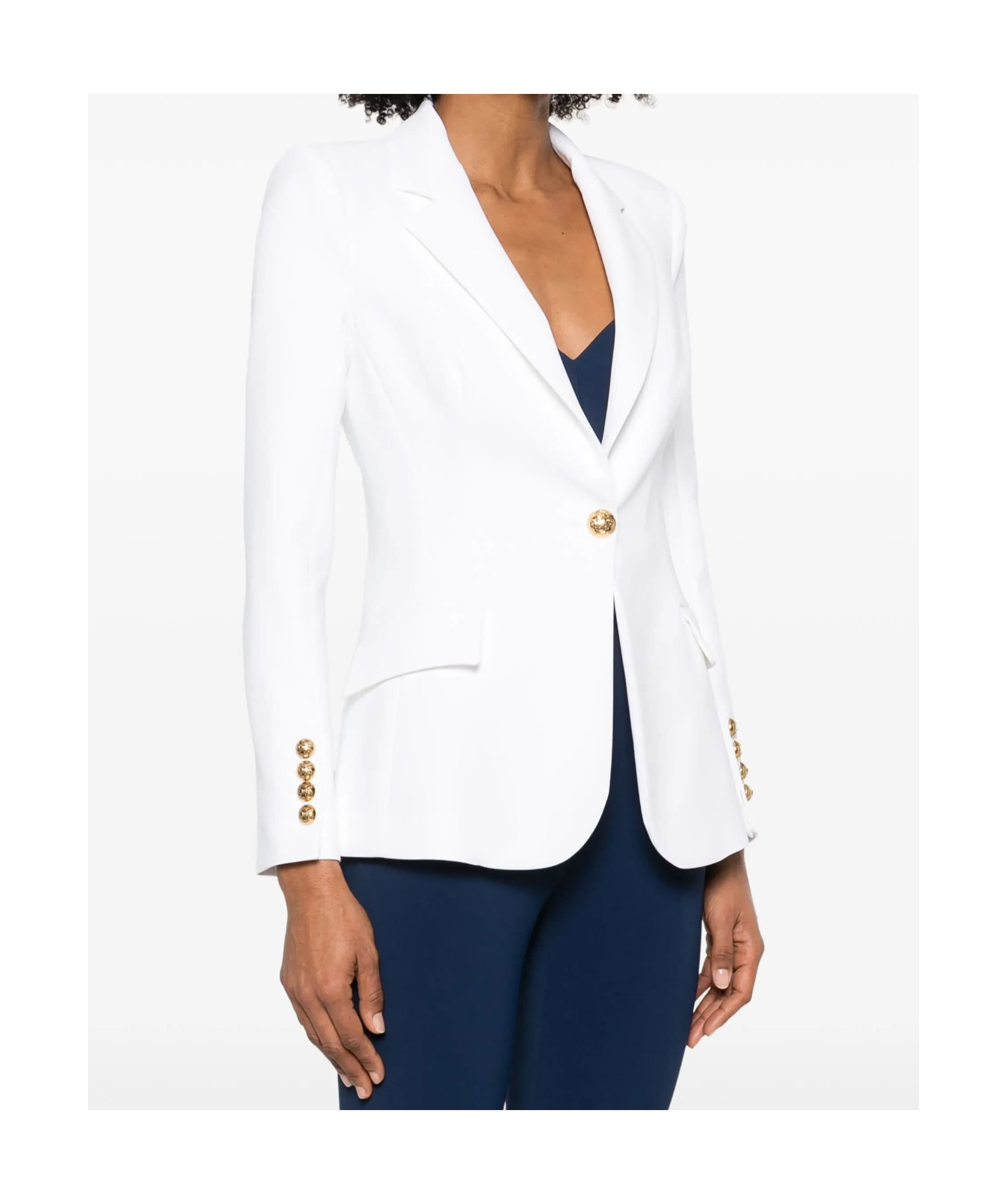 Elisabetta Franchi Krepp-blazer Mit Riemendetail In White