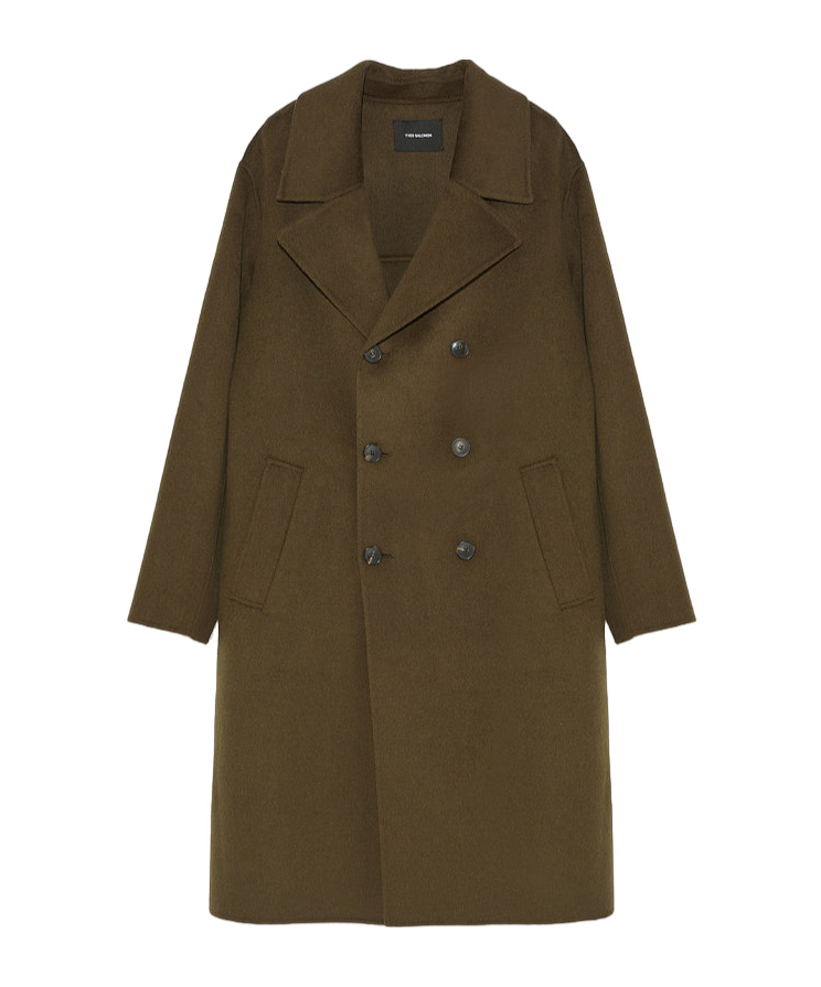 Yves Salomon Double-sided Wool Cashmere Coat In Brown