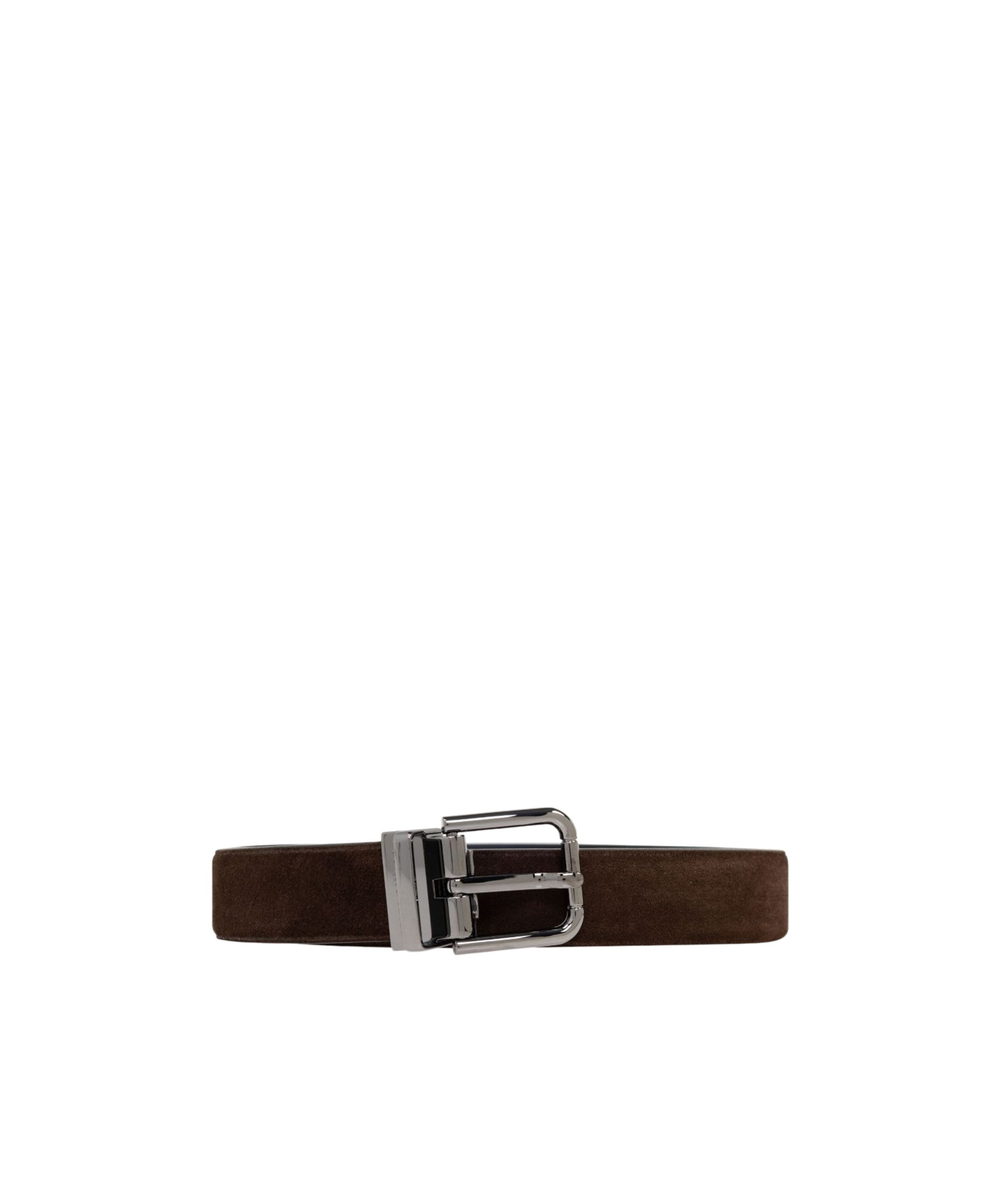 Dolce & Gabbana Rolled Buckle Suede Belt In Black