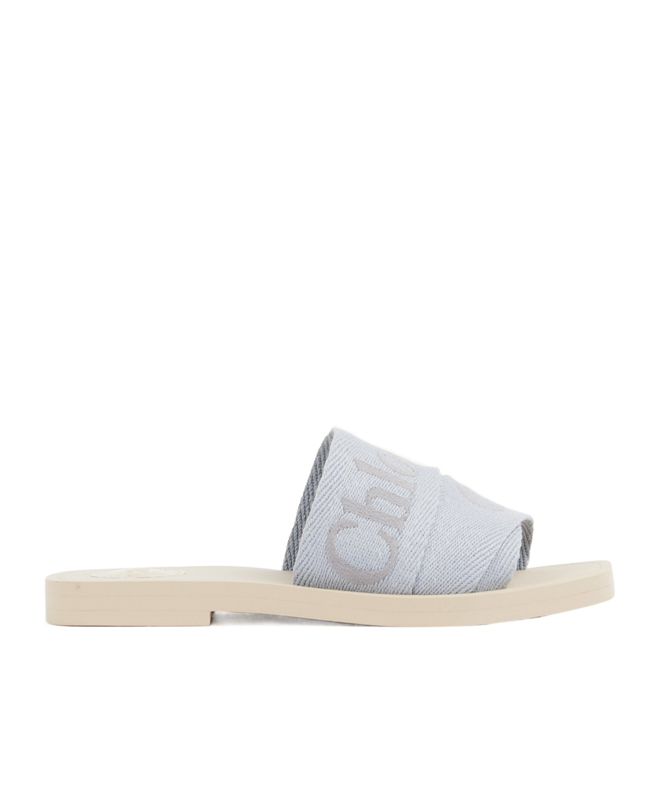Chloé Womens Chloe Woody Logo-embroidered Linen Mules In Nude