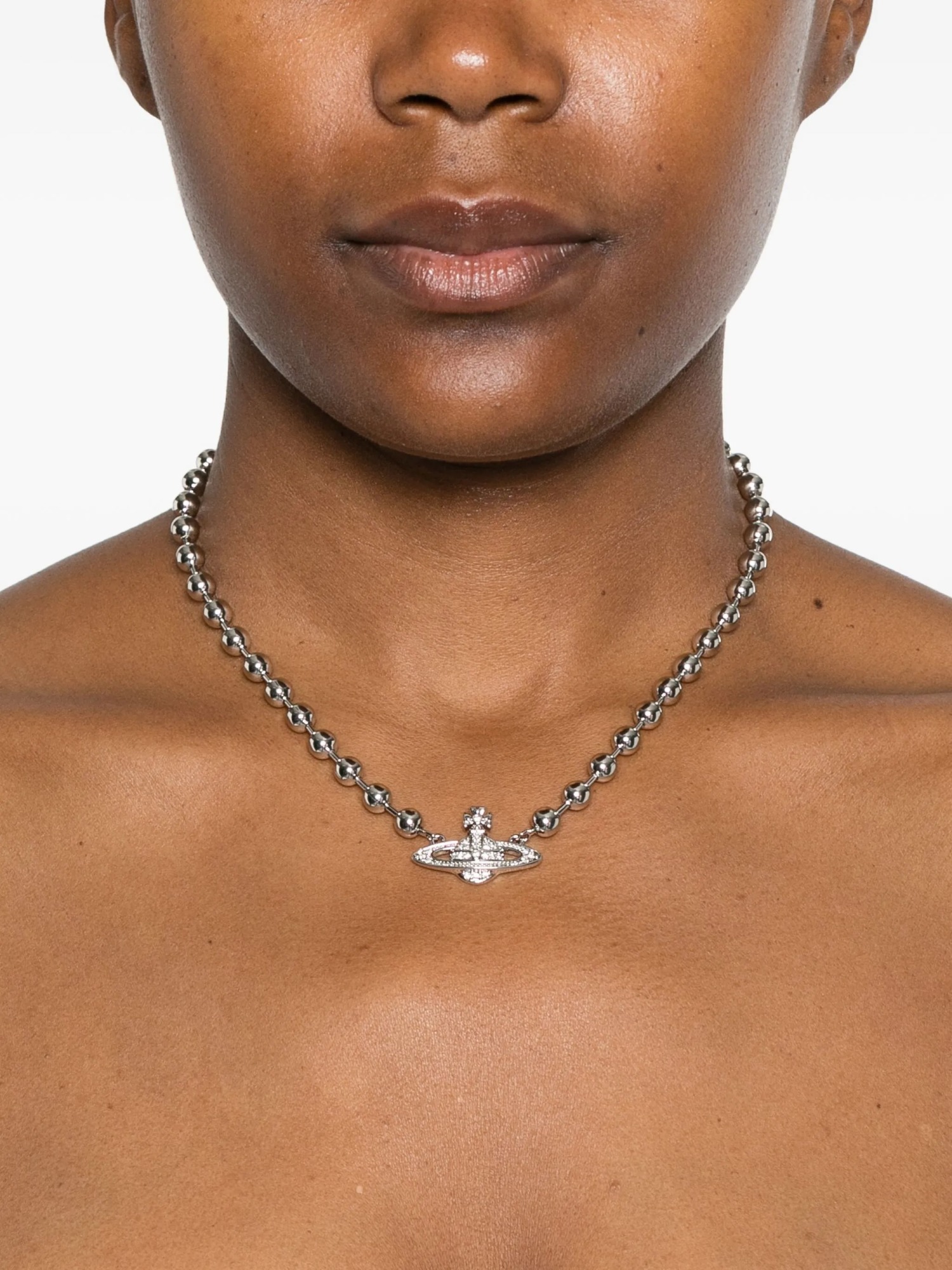 Vivienne Westwood Thames Mini Bas Relief Choker Accessories In Silver