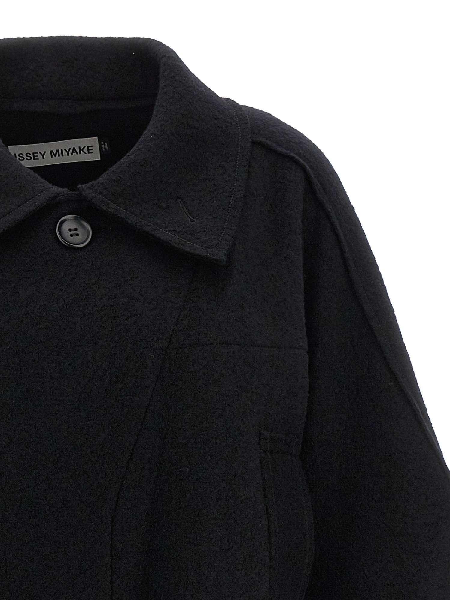 Shop Issey Miyake Out Of A Cube Cropped Coat In Black