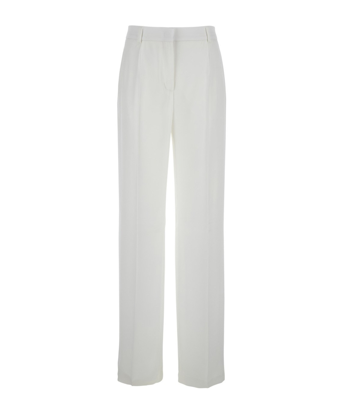 Alberta Ferretti White High Waist Pants With Concealed Closure In Silk Blend Woman In White